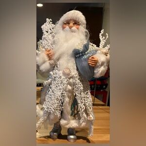 Festive White and Silver Santa Figurine